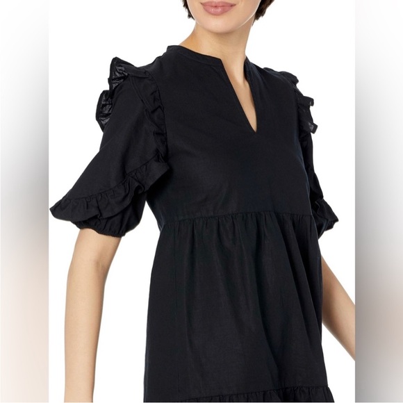 Goodthreads Linen Black Ruffled Peplum dress size Large - Picture 2 of 10